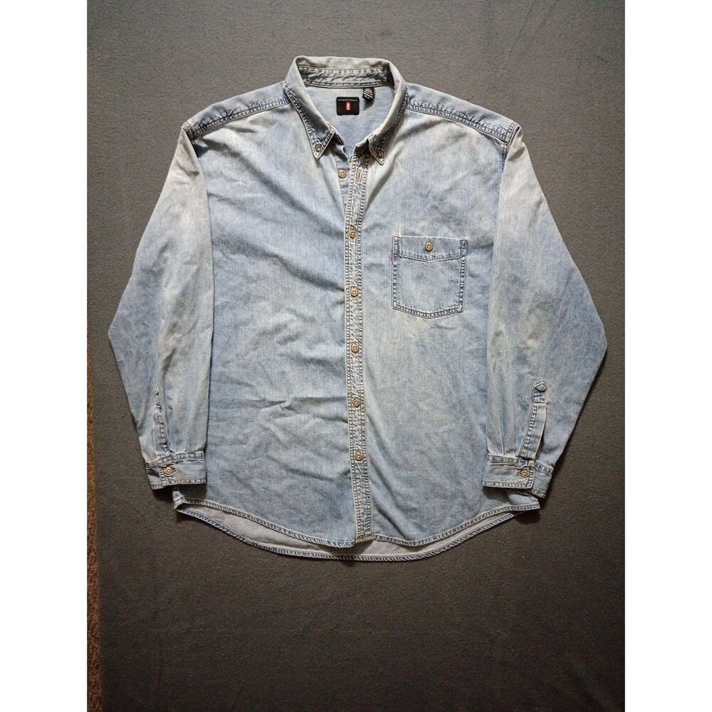 Vintage Levi's Red Tab Jean Denim Shirt Jacket Metal Button Western Cowboy XXL